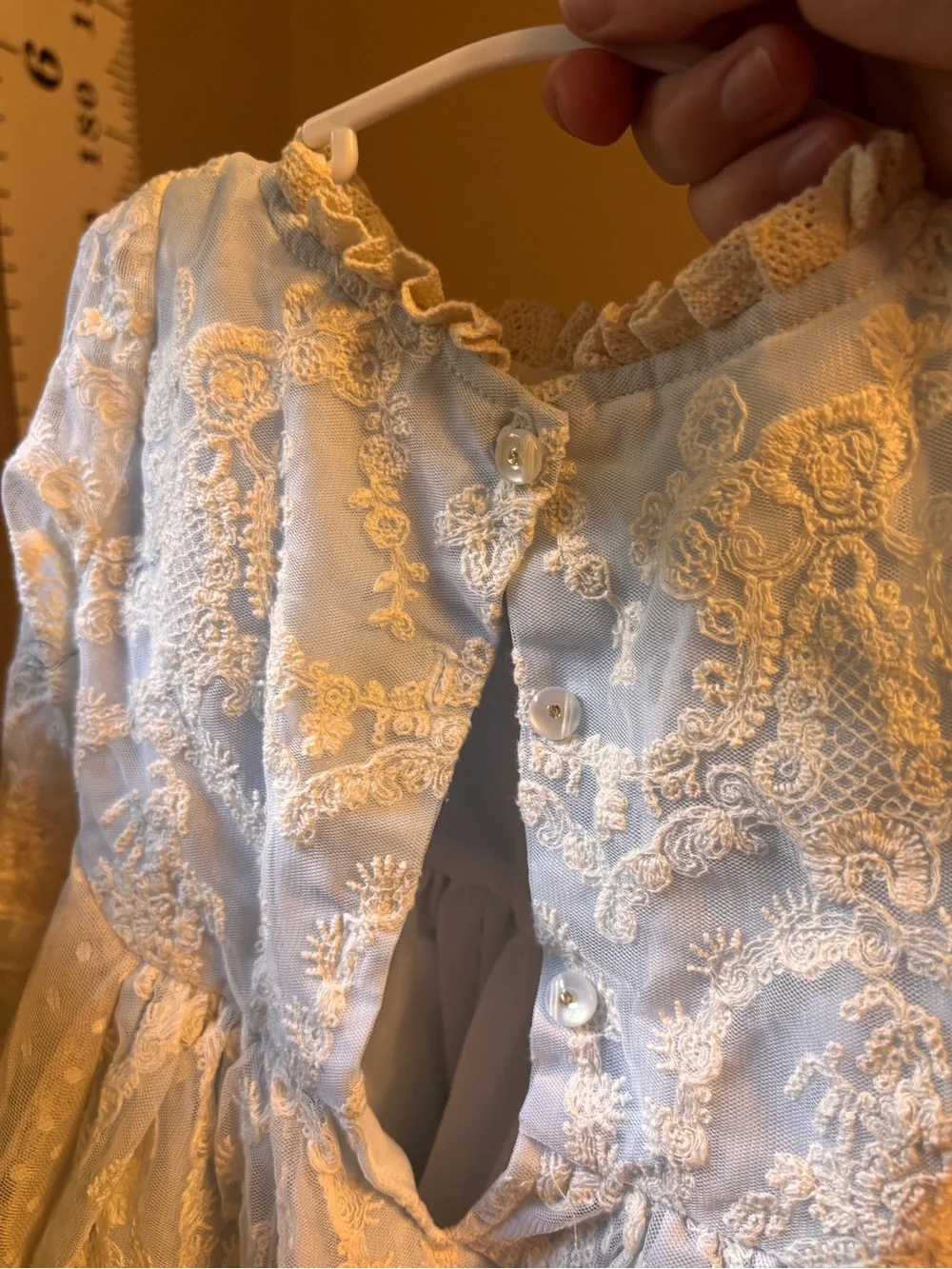 Hugshood Vintage Baby Blue Lace Dress with Matching Duster Size 3T
